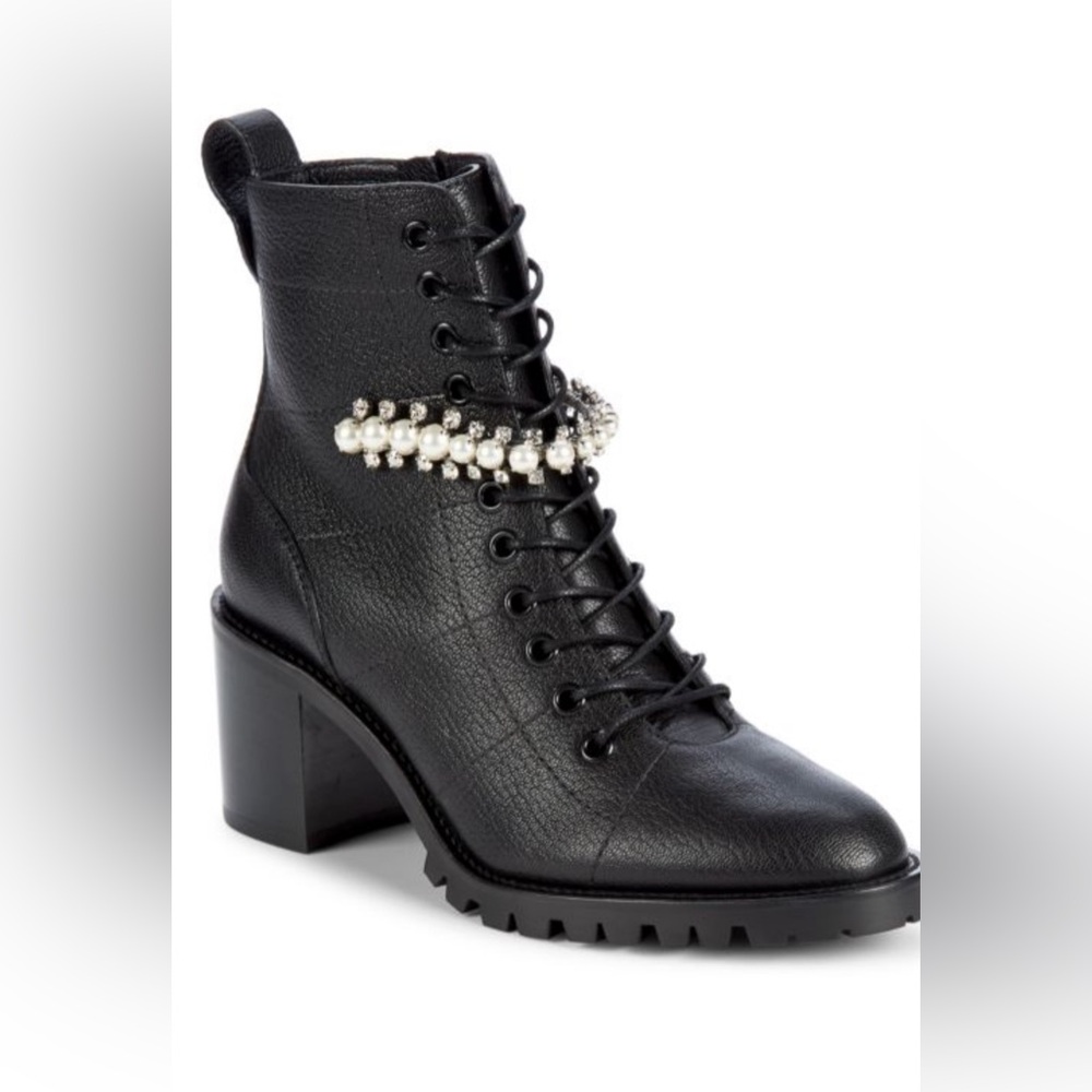 Jimmy Choo Cruz Embellished Leather Combat Boots